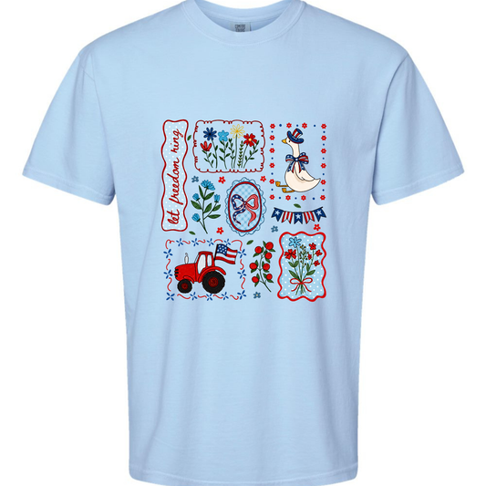 Let Freedom Ring Patchwork Patriotic Graphic Tee Twice the Charm Boutique