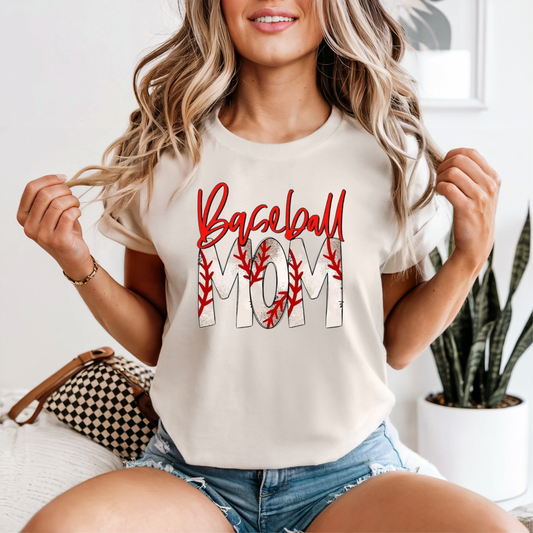 “Stitched with Love” Baseball MOM Tee