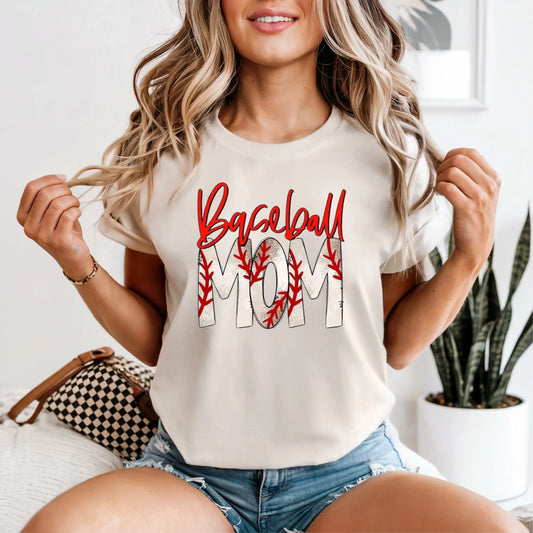 “Stitched with Love” Baseball MOM Tee My Store