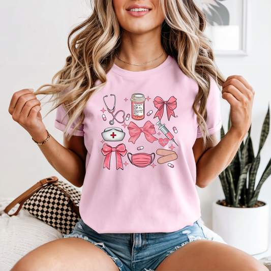All Things Nurse & Pink Tee