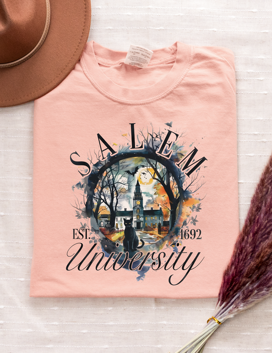 Salem University Halloween Graphic Tee – Vintage Witchy Salem Shirt
