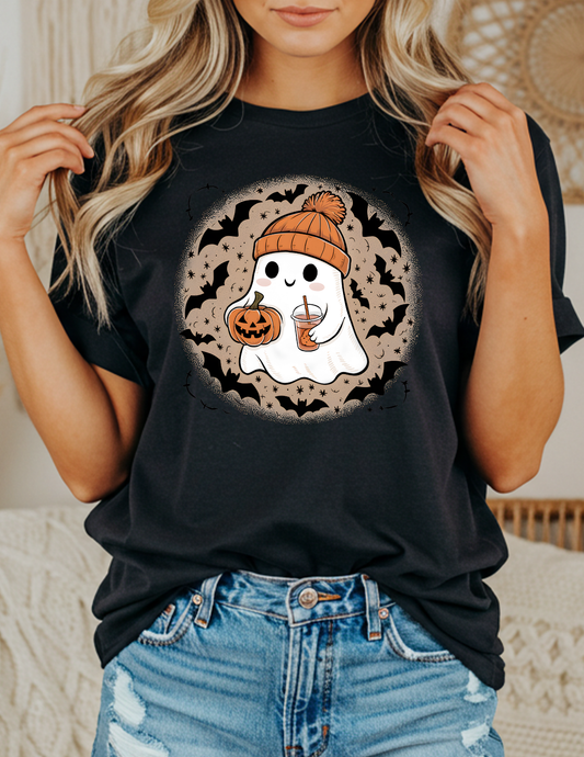 Pumpkin Spice Ghost Halloween Graphic Tee – Cute Fall Ghost Shirt