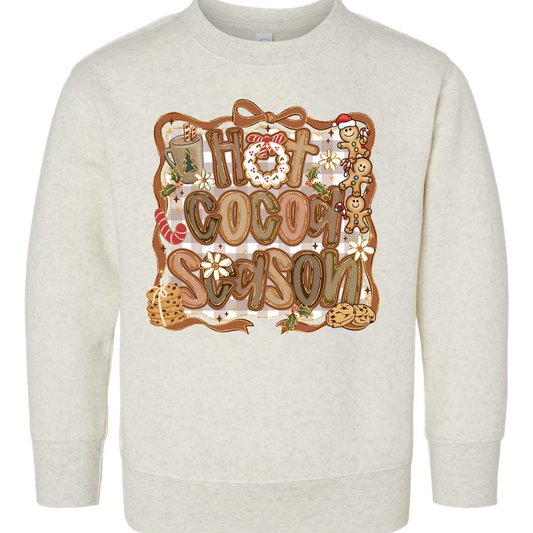 Hot Cocoa Season Toddler Sweatshirt – Gingerbread Christmas Rabbit Skins Kids Crewneck