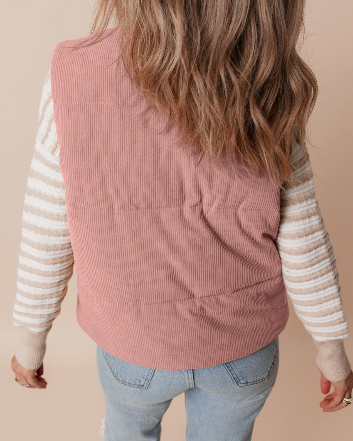 Cozy Comfort Corduroy Puffer Vest – Dusty Rose