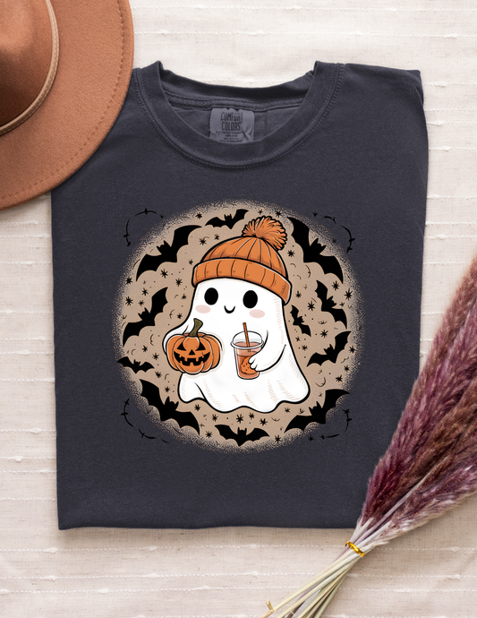 Pumpkin Spice Ghost Halloween Graphic Tee – Cute Fall Ghost Shirt