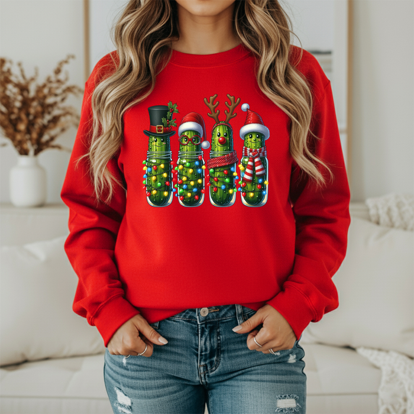 Christmas Pickle Cactus sweatshirt | Funny Holiday Shirt | Women's Festive Christmas crewneck