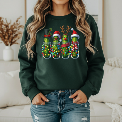 Christmas Pickle Cactus sweatshirt | Funny Holiday Shirt | Women's Festive Christmas crewneck