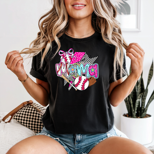 “Funky Stars Baseball Mama Tee” – Bold, Bright & Ballpark Ready