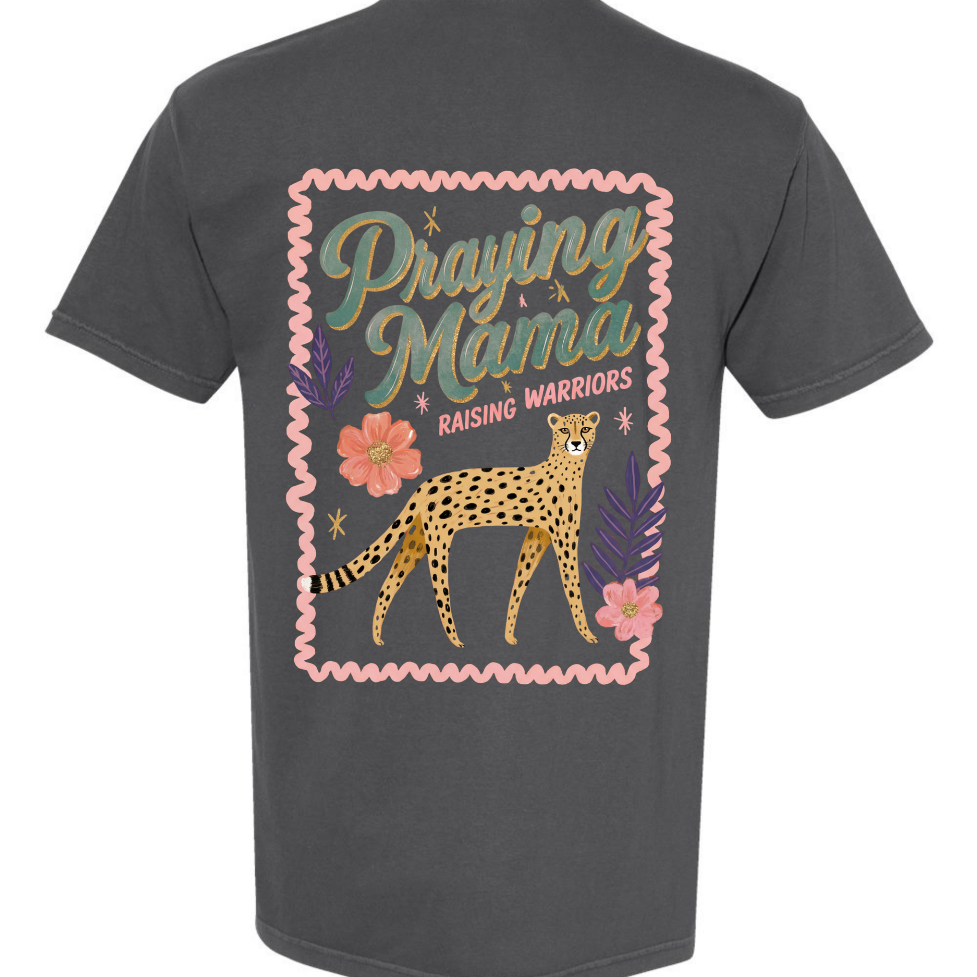 Praying Mama Raising Warriors Leopard Graphic Tee | Comfort Colors Pepper Mom Shirt Twice the Charm Boutique