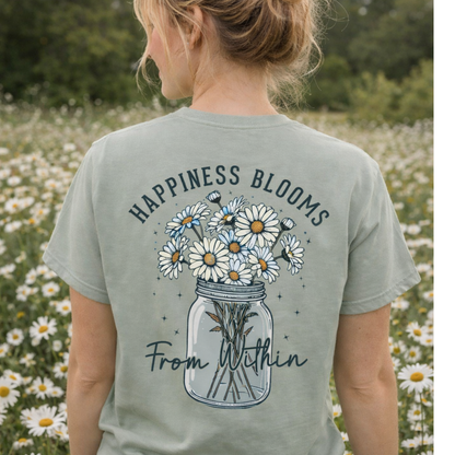 Happiness Blooms From Within Daisy Graphic Tee | Comfort Colors Bay Floral Shirt Twice the Charm Boutique