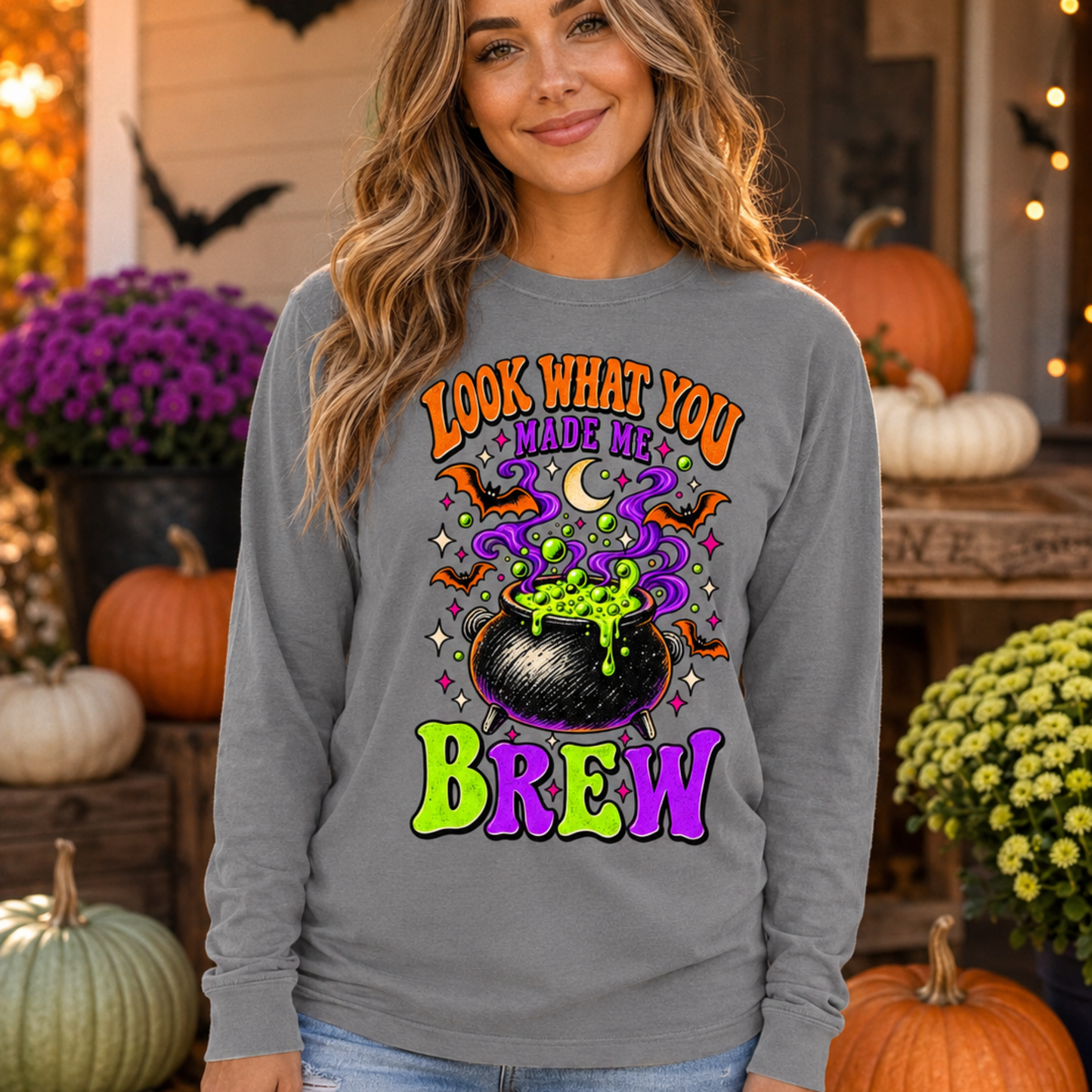 Look What You Made Me Brew Comfort Colors Long Sleeve Tee