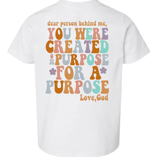 You Were Created On Purpose Kids Tee – Christian Faith Toddler Shirt (Back Design) My Store