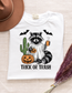 “Trick or Trash” Graphic Tee – Funny Halloween Raccoon Shirt