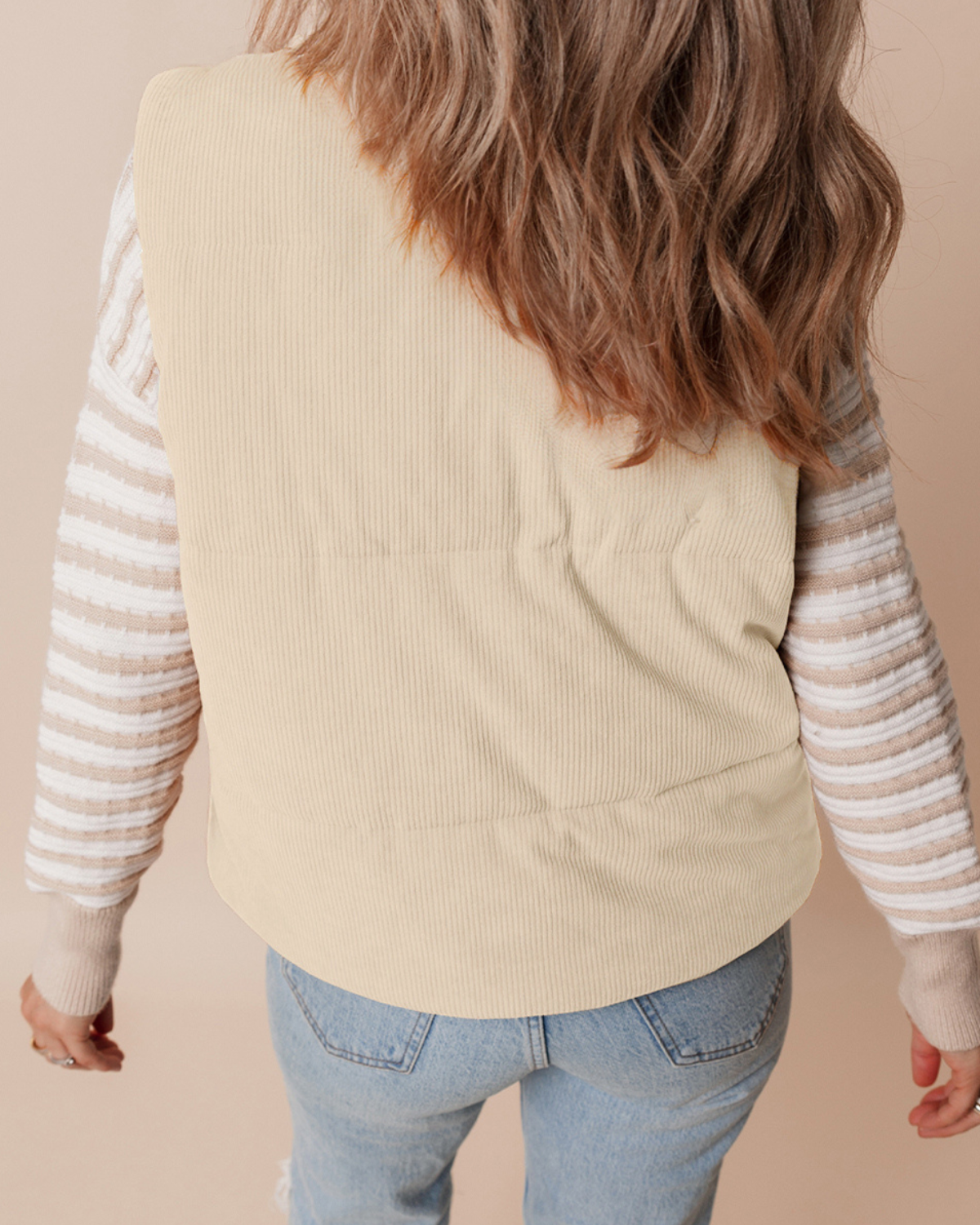 Cozy Comfort Corduroy Puffer Vest – Cream