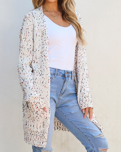 Confetti Dreams Open Front Knit Cardigan