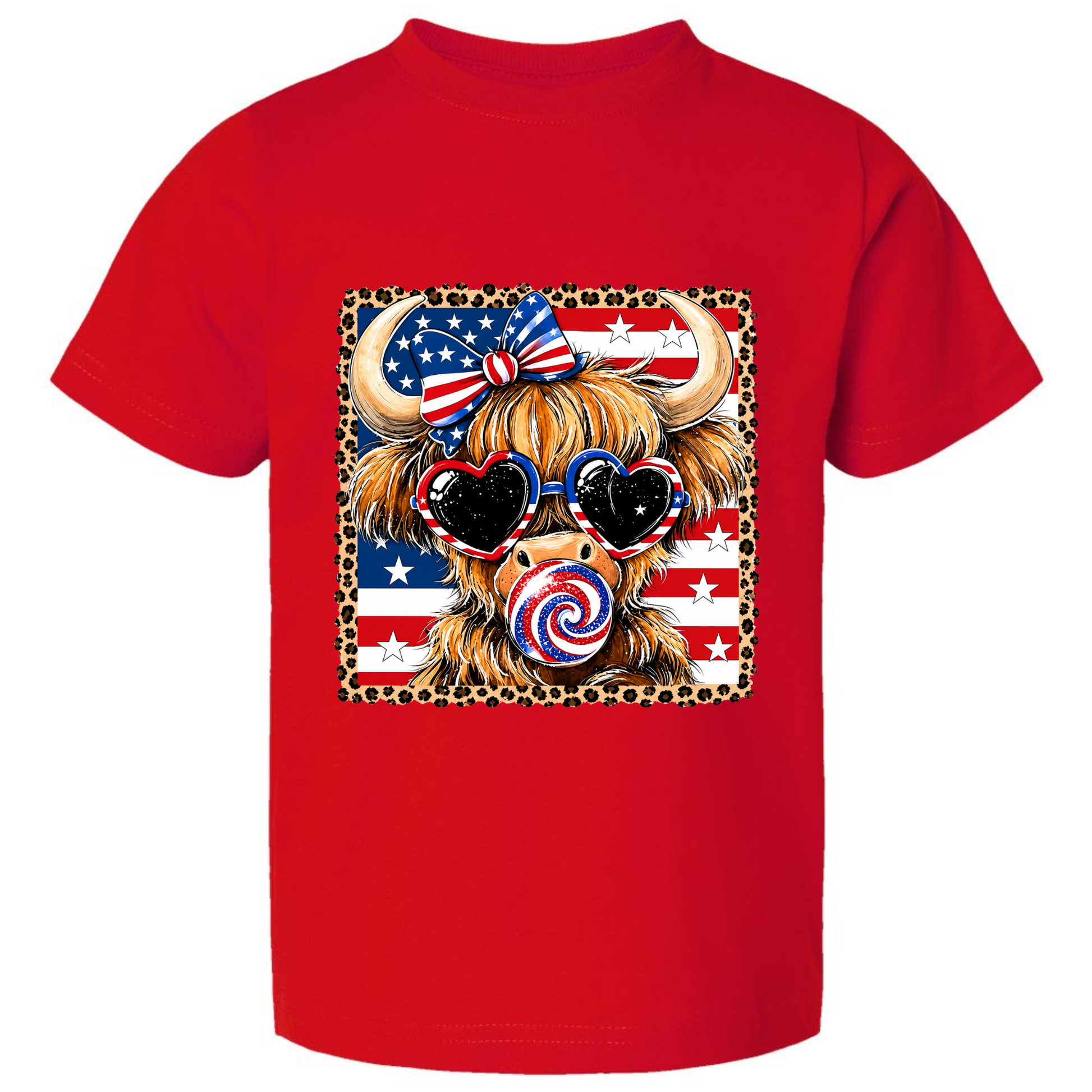Patriotic Highland Cow Kids Shirt Twice the Charm Boutique