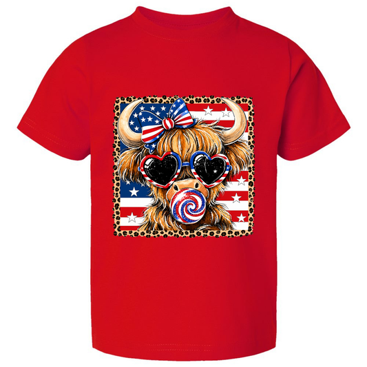 Patriotic Highland Cow Kids Shirt Twice the Charm Boutique