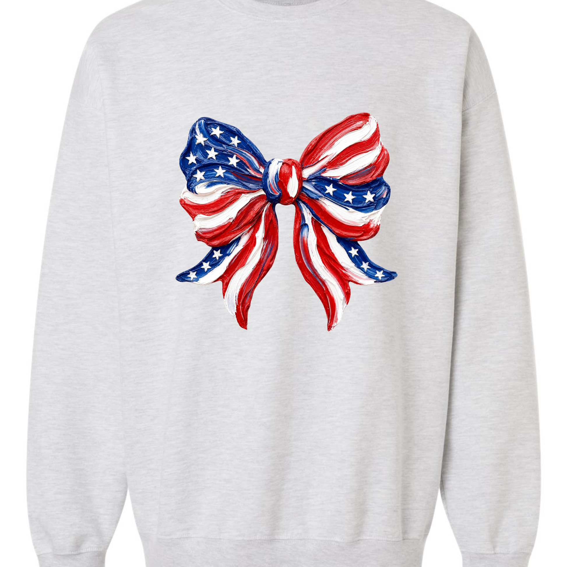 Patriotic Bow Sweatshirt | Gildan Ash Crewneck Twice the Charm Boutique