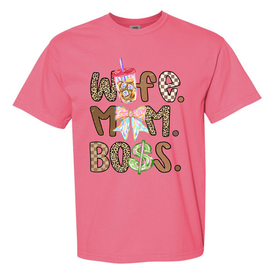Wife Mom Boss Graphic Tee | Comfort Colors Crunchberry Trendy Mom Shirt Twice the Charm Boutique