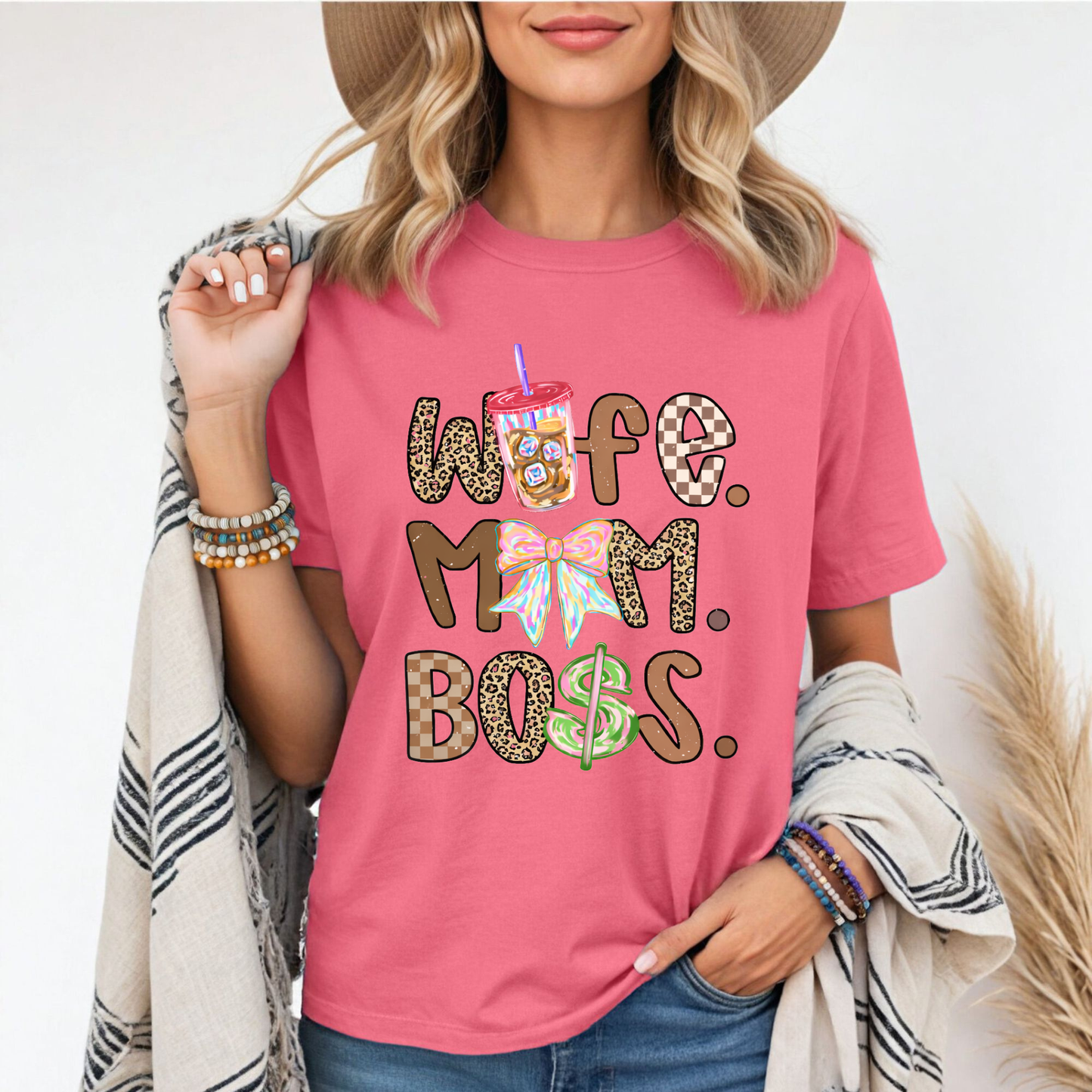 Wife Mom Boss Graphic Tee | Comfort Colors Crunchberry Trendy Mom Shirt Twice the Charm Boutique