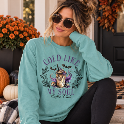 Cold Like My Soul Coffee Club Comfort Colors Long Sleeve Tee