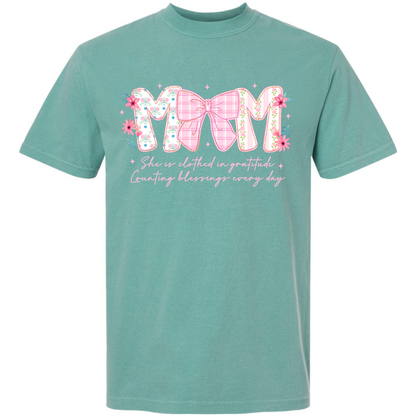 Mom Floral Bow Graphic Tee | Comfort Colors Seafoam Inspirational Mom Shirt Twice the Charm Boutique