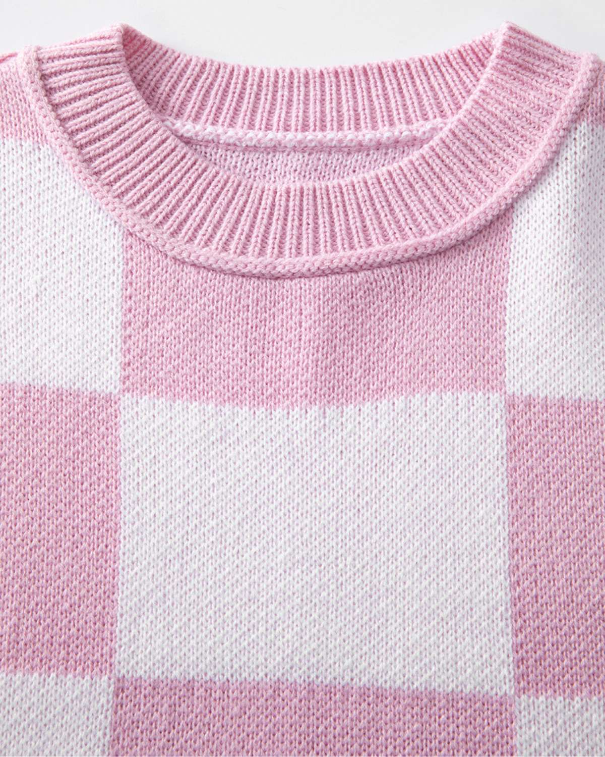 Pretty in Pink Checkered Knit Sweater