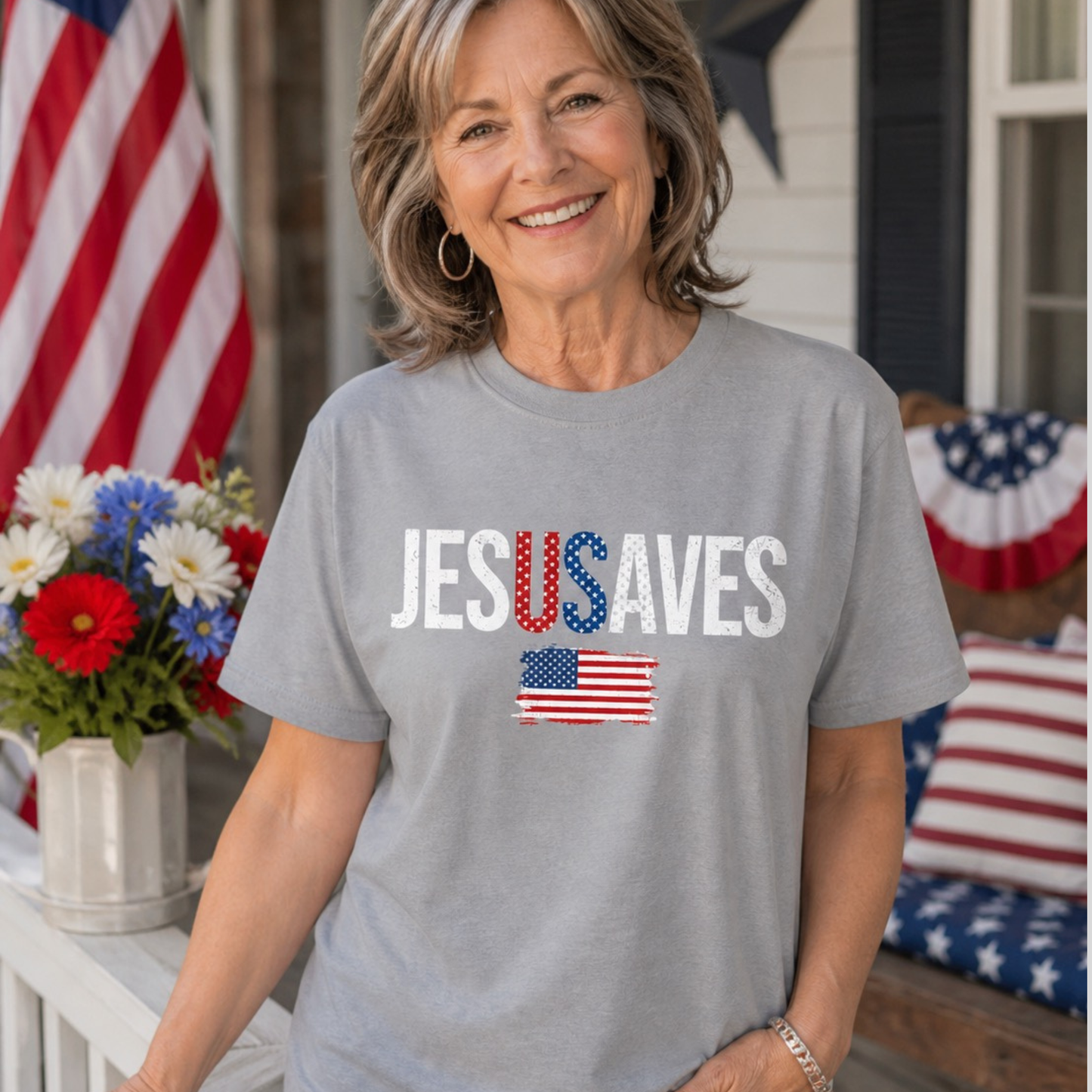 Jesus Saves Patriotic Graphic Tee Twice the Charm Boutique