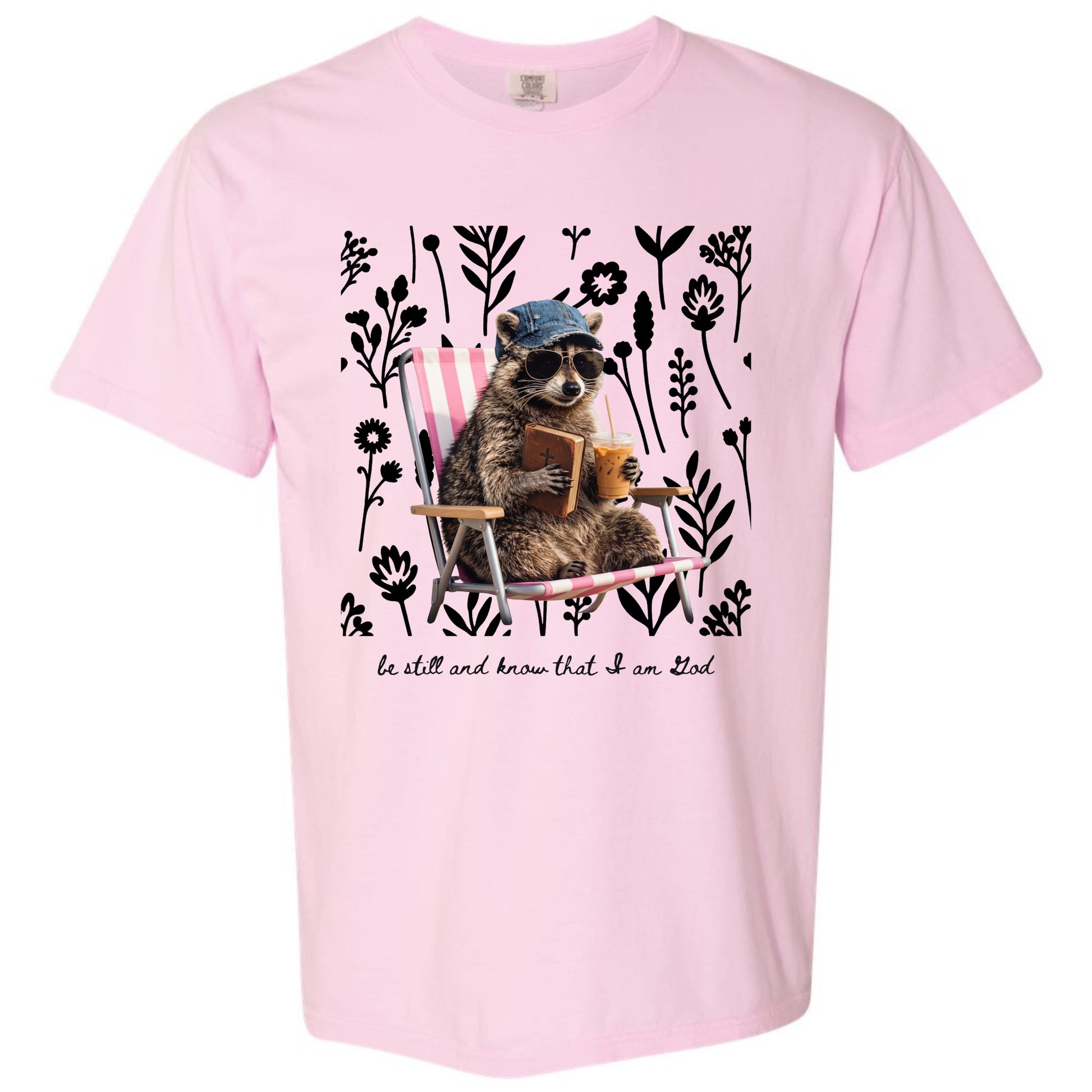 Be Still and Know Shirt Comfort Colors Blossom Tee – Christian Raccoon Graphic Tee Twice the Charm Boutique