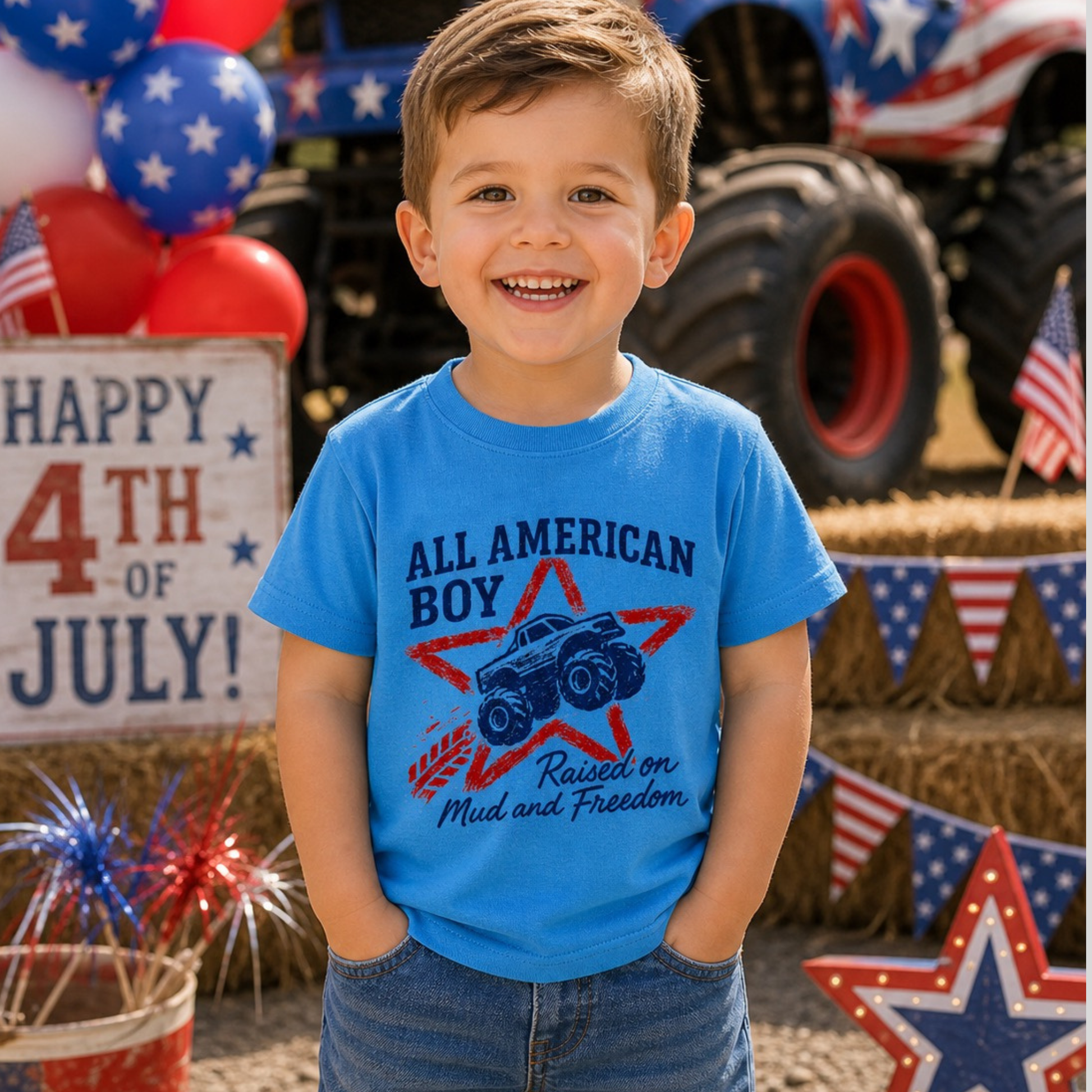 All American Boy Monster Truck Shirt Twice the Charm Boutique