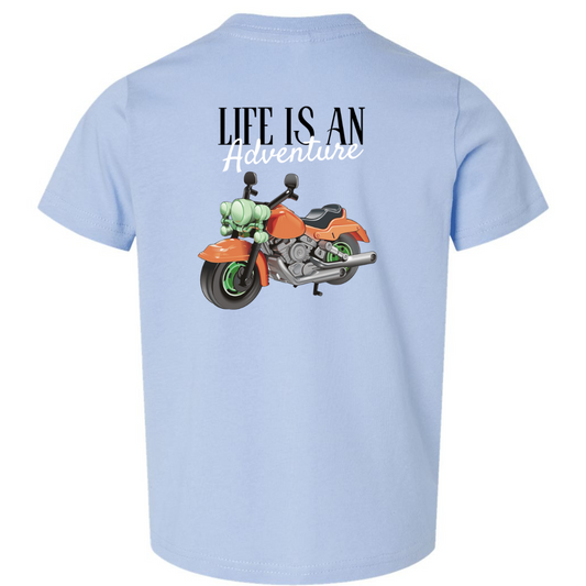 Life Is an Adventure Kids Tee – Toddler Motorcycle T-Shirt (Back Design)