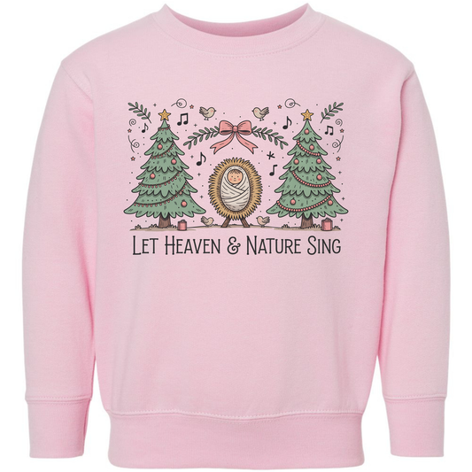 Let Heaven & Nature Sing Toddler Sweatshirt – Nativity Christmas Carol Rabbit Skins Kids Crewneck