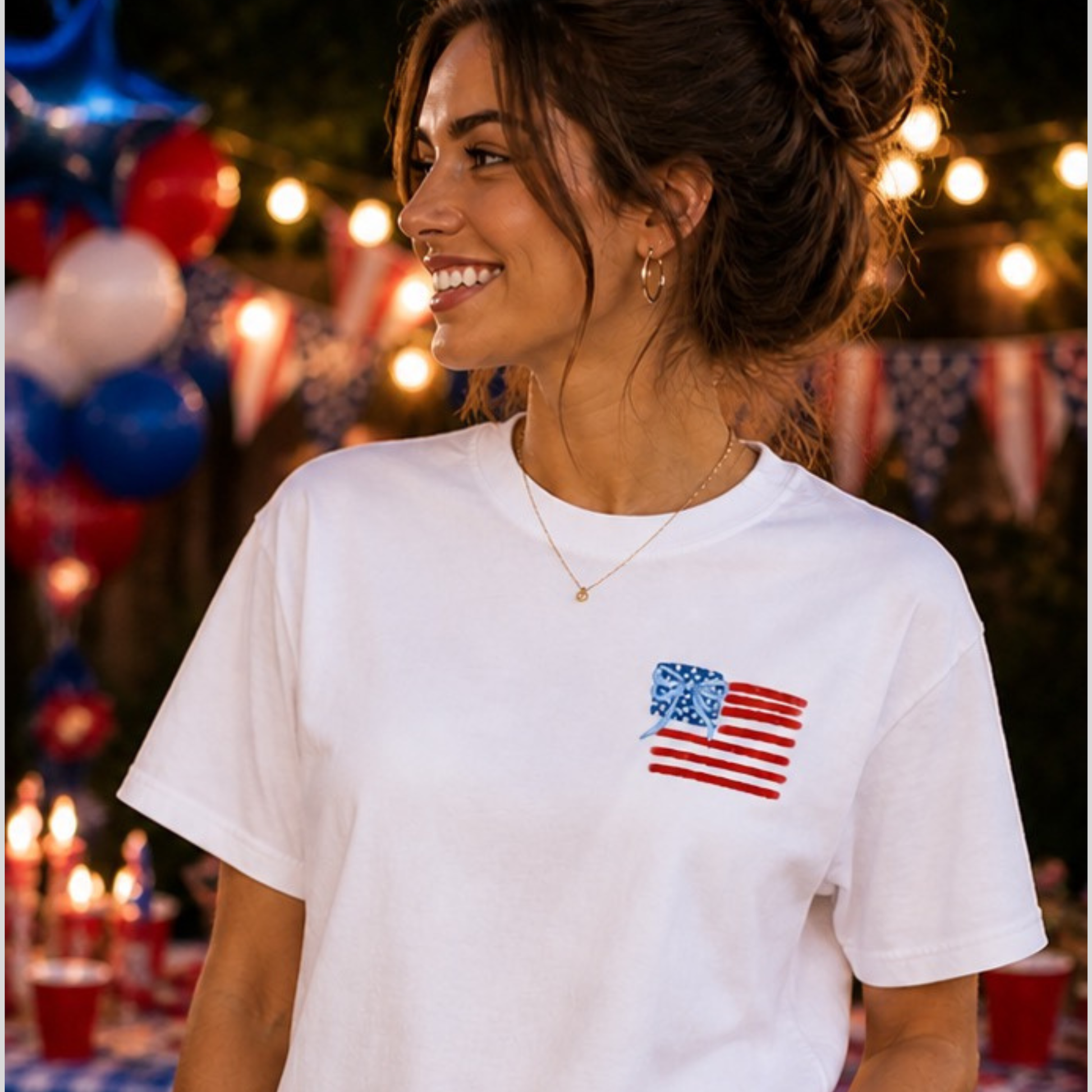 Let Freedom Ring Bow Patriotic Graphic Tee Twice the Charm Boutique