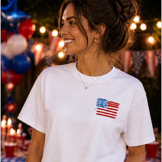 Let Freedom Ring Bow Patriotic Graphic Tee Twice the Charm Boutique