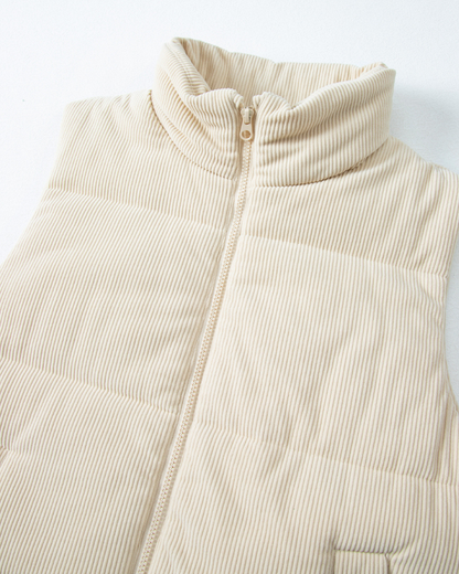 Cozy Comfort Corduroy Puffer Vest – Cream