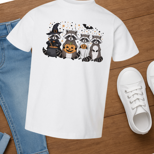 “Spooky Raccoons” Kids Halloween Tee – Cute Trick-or-Treat Shirt