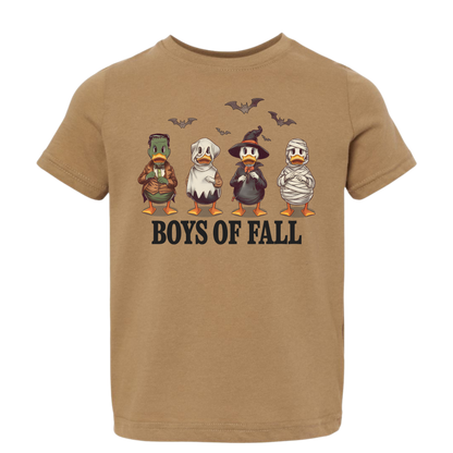 “Boys of Fall” Kids Halloween Graphic Tee – Cute Fall Duck Shirt