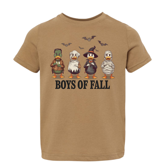 “Boys of Fall” Kids Halloween Graphic Tee – Cute Fall Duck Shirt
