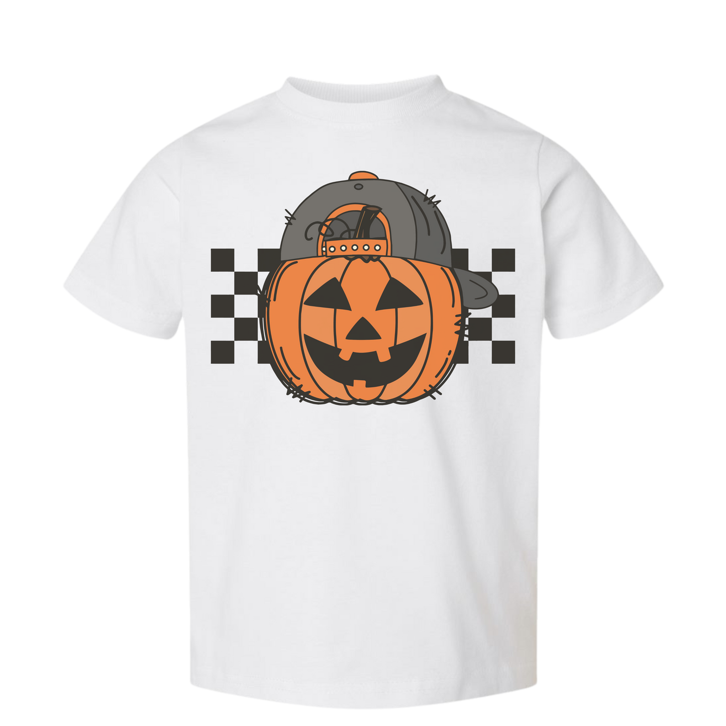 “Cool Pumpkin” Kids Graphic Tee – Jack-O’-Lantern in Baseball Cap Shirt