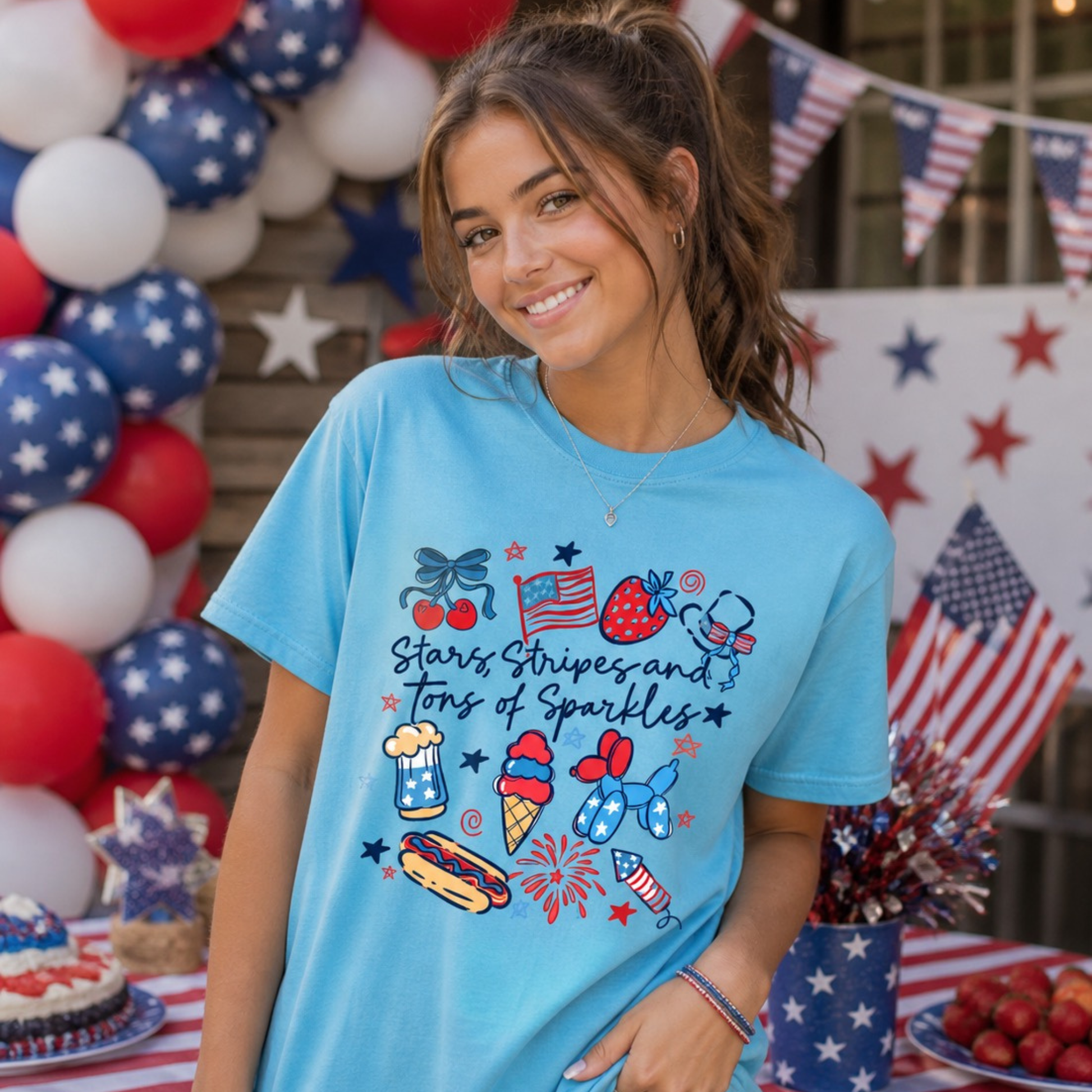 Stars Stripes & Tons of Sparkles Graphic Tee Twice the Charm Boutique