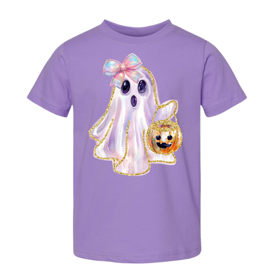 “Girly Ghost” Kids Halloween Graphic Tee – Cute Trick-or-Treat Shirt
