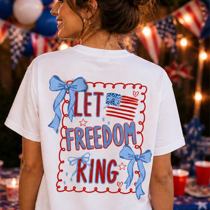 Let Freedom Ring Bow Patriotic Graphic Tee Twice the Charm Boutique