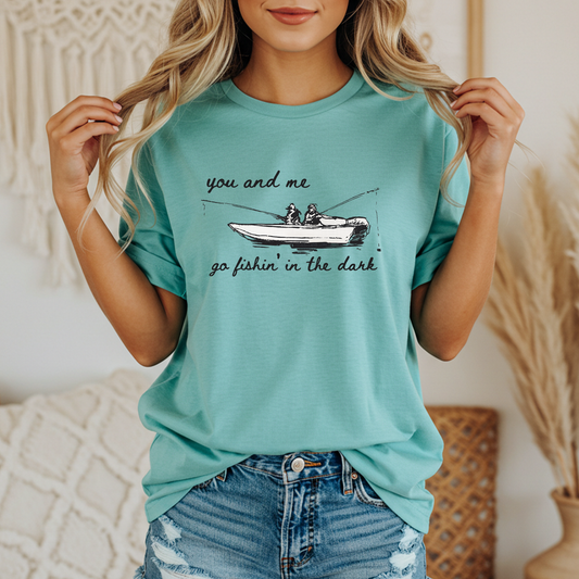 You and Me Go Fishin’ Graphic Tee | Comfort Colors Seafoam Vintage Fishing Shirt Twice the Charm Boutique