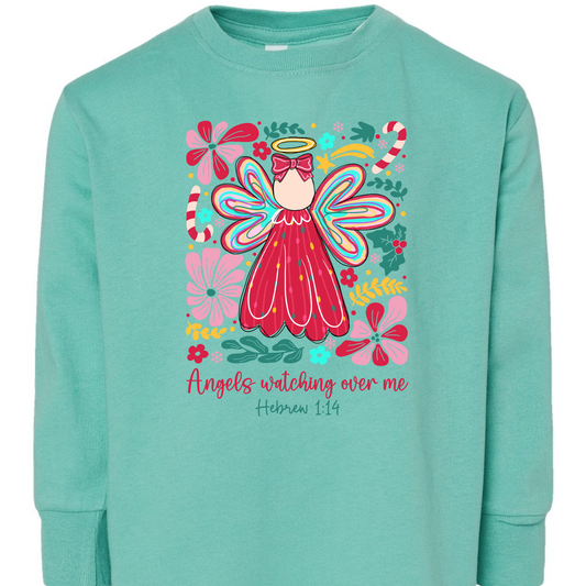 Angels Watching Over Me Toddler Tee – Hebrew 1:14 Rabbit Skins Kids Christmas Shirt