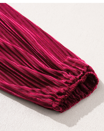 Crimson Charm Velvet Babydoll Dress