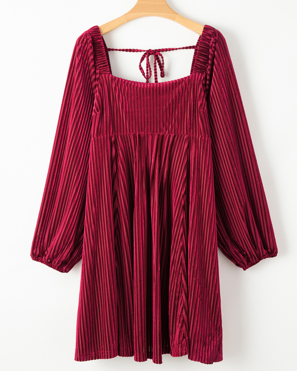 Crimson Charm Velvet Babydoll Dress