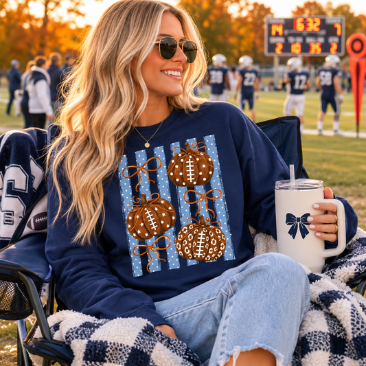 football pumpkin navy LS Sweatshirt