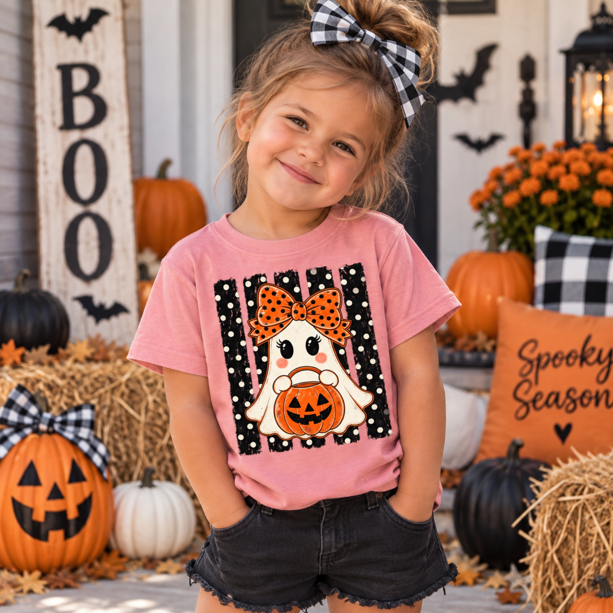 Spooky Ghost Pumpkin Kids Tee