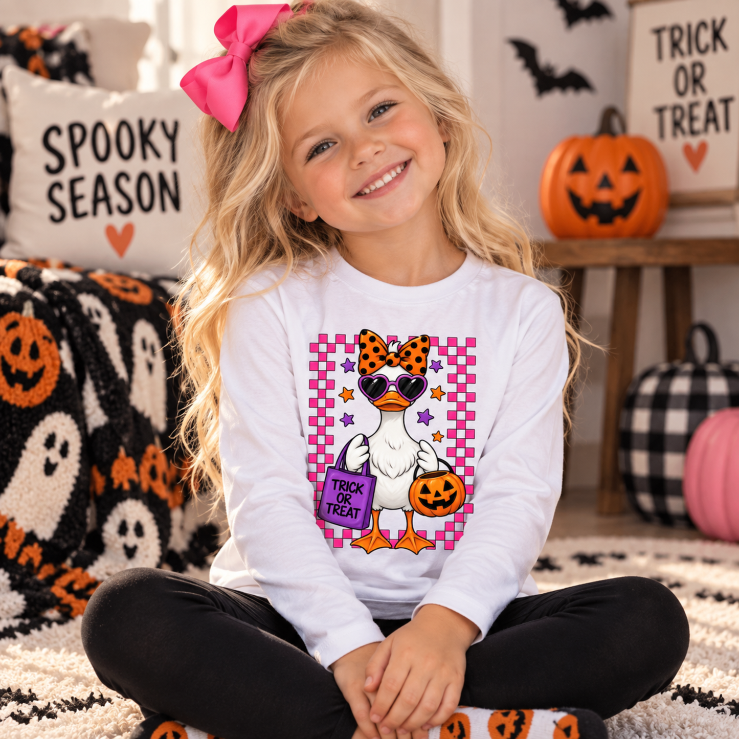 Trick or Treat Goose Kids Halloween Long Sleeve Tee