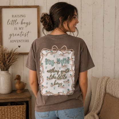 Boy Mama Duck Graphic Tee | Comfort Colors Espresso Mom Shirt Twice the Charm Boutique